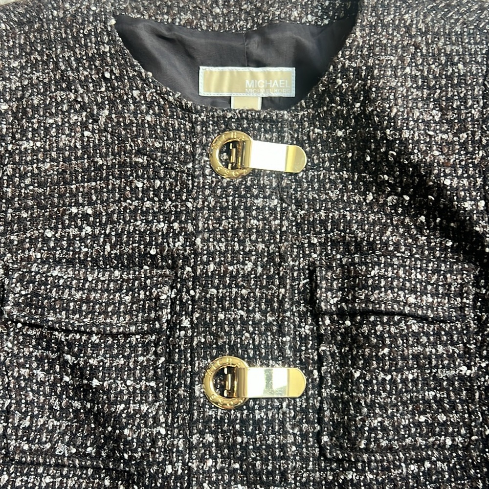 Michael Michael Kors Tweed Cropped Latch Closure Blazer Jacket Women’s Size S